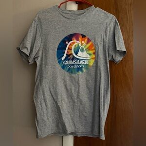 Quiksilver Heather Gray Tee with Colorful Logo